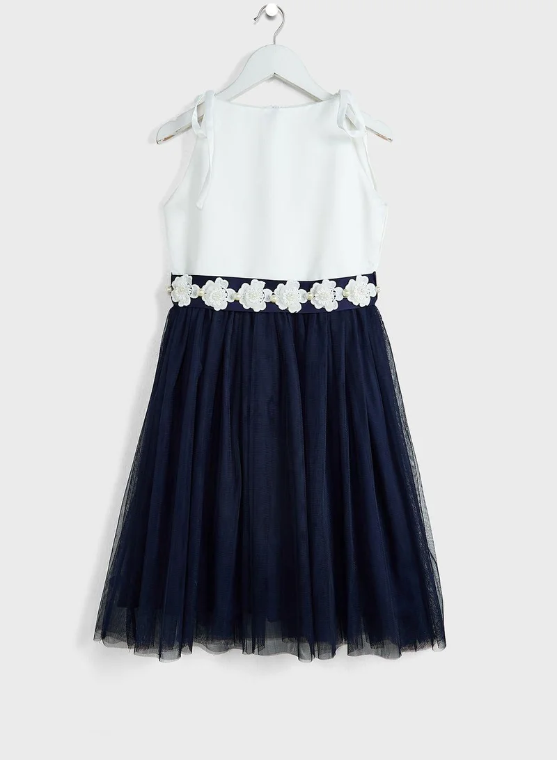 Little Golden Apple Floral Waistline Dress